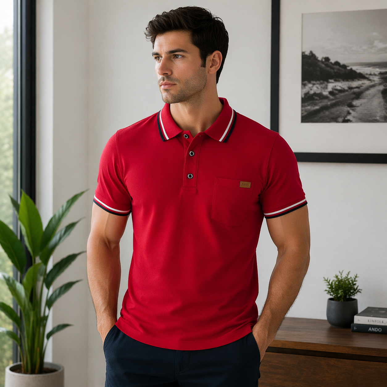 Camisa Polo 3 Botones rojo