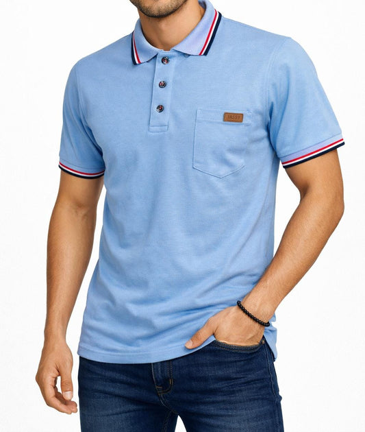Camisa Polo 3 Botones Azul Cielo